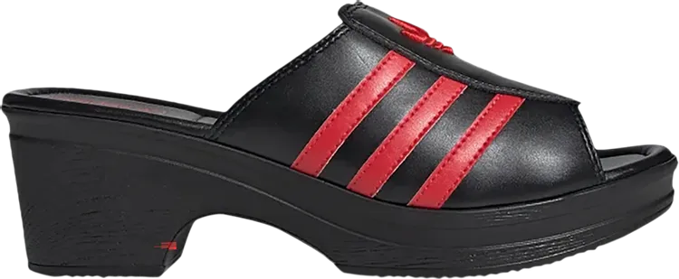 Adidas Lotta Volkova x Wmns Trefoil Logo Mule 'Black Red' Sandals, Black