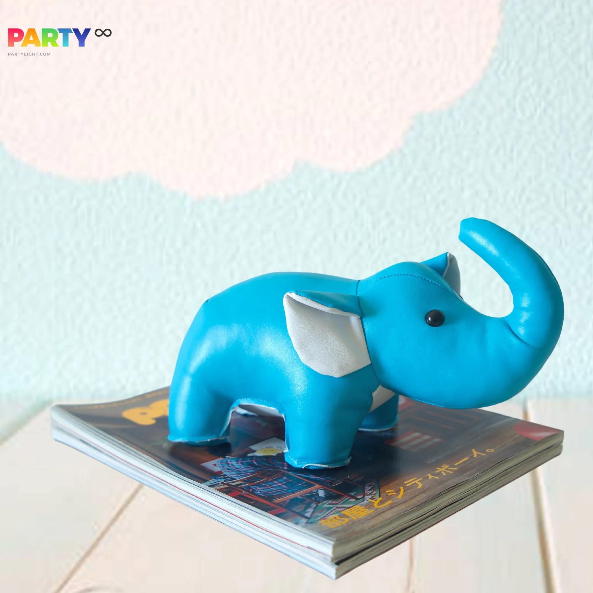 Adorable Blue Elephant Animal Shaped Styling Bookend and Door Shield Nursery Decoration