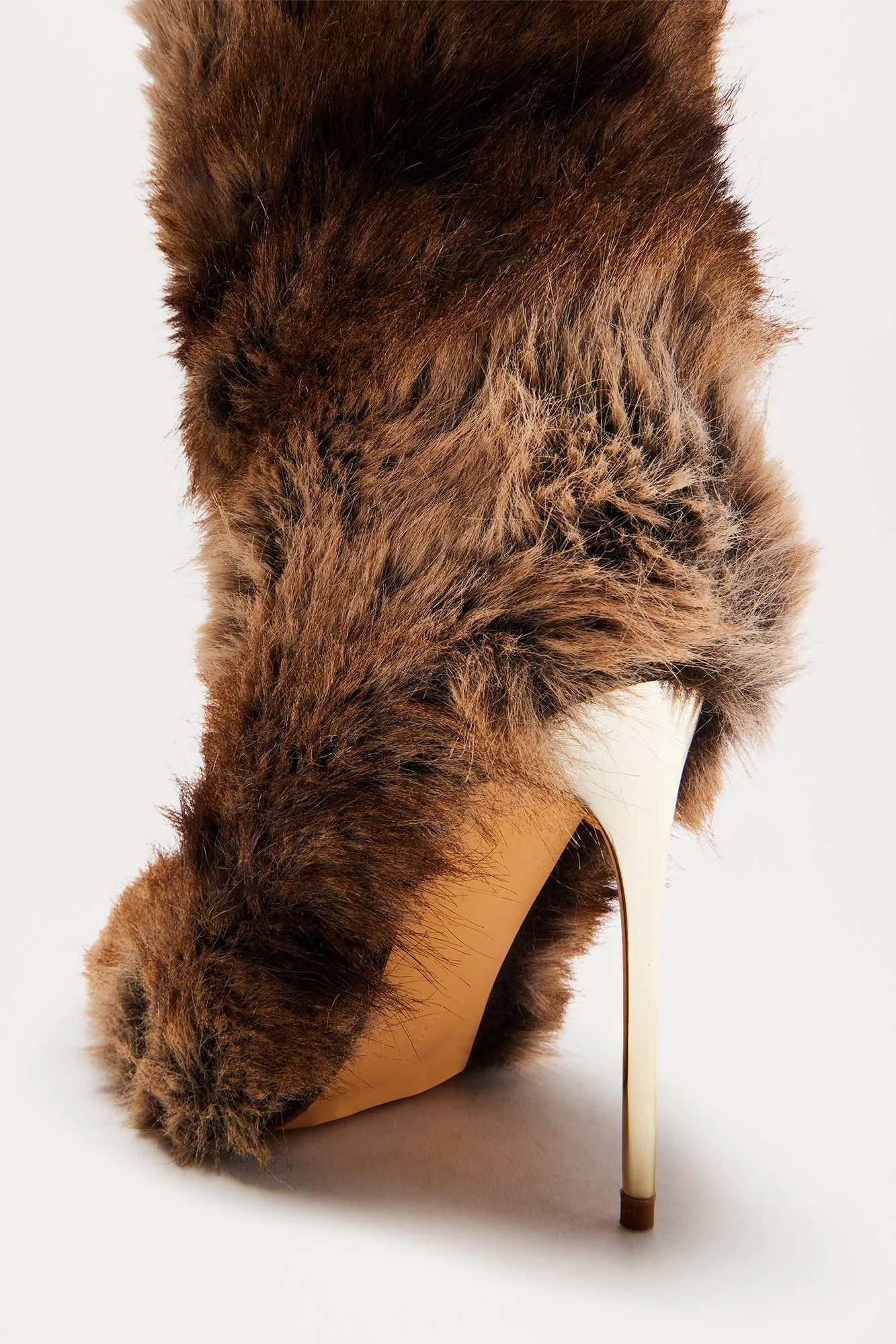 Alexis Faux Fur Knee High Boots - Brown/combo
