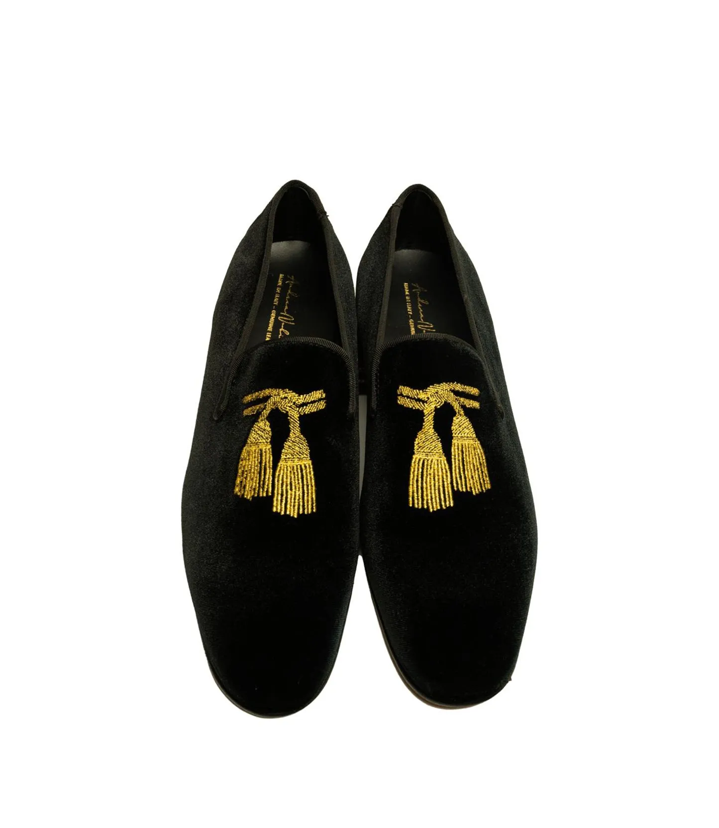 Andrea Nobile -  Black Suede Loafers with Tassel Embroidery