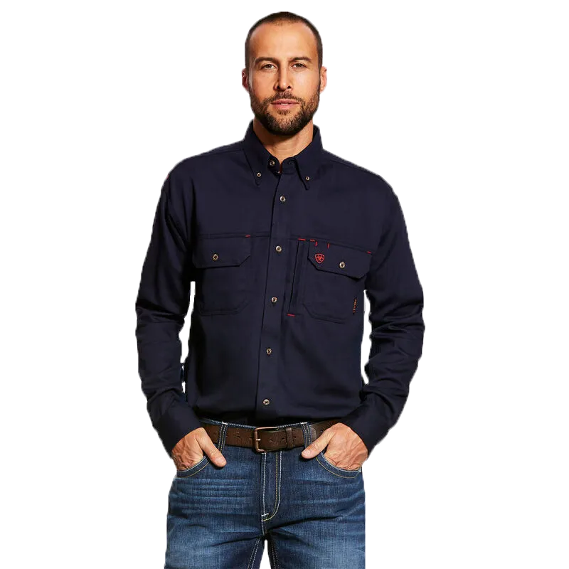 Ariat Flame Resistant Navy Solid Vent Work Shirt