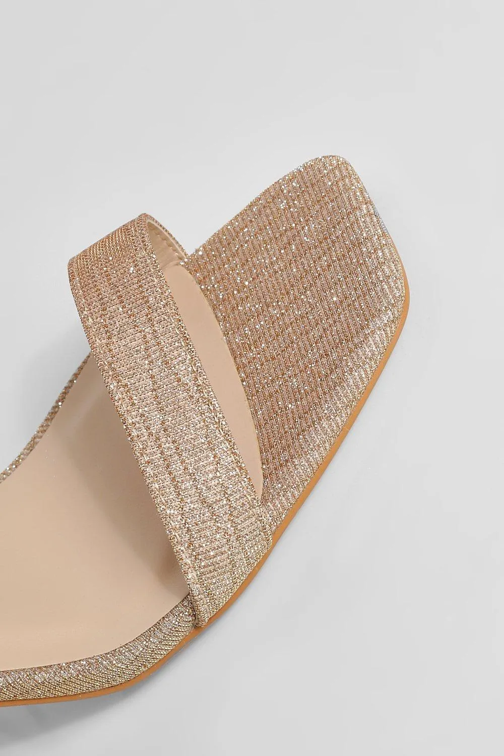 Boohoo Glitter Block Heel Lace Up Shoes, Rose