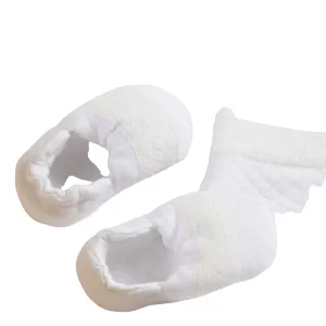 Boys White Quilted Cotton Booties
