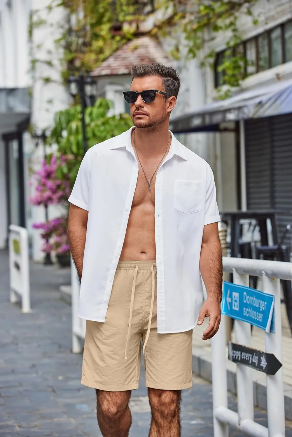 COOFANDY Men's Casual Shorts Elastic Waist Drawstring Lightweight Dry Quick Summer Beach Shorts