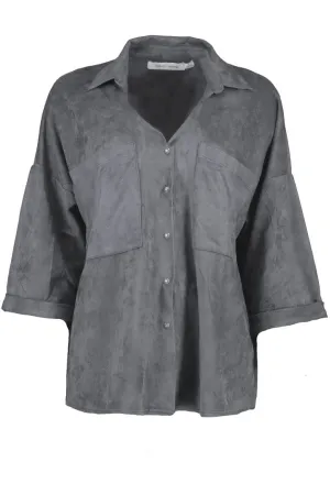 Cozy Suede Snap Front Top