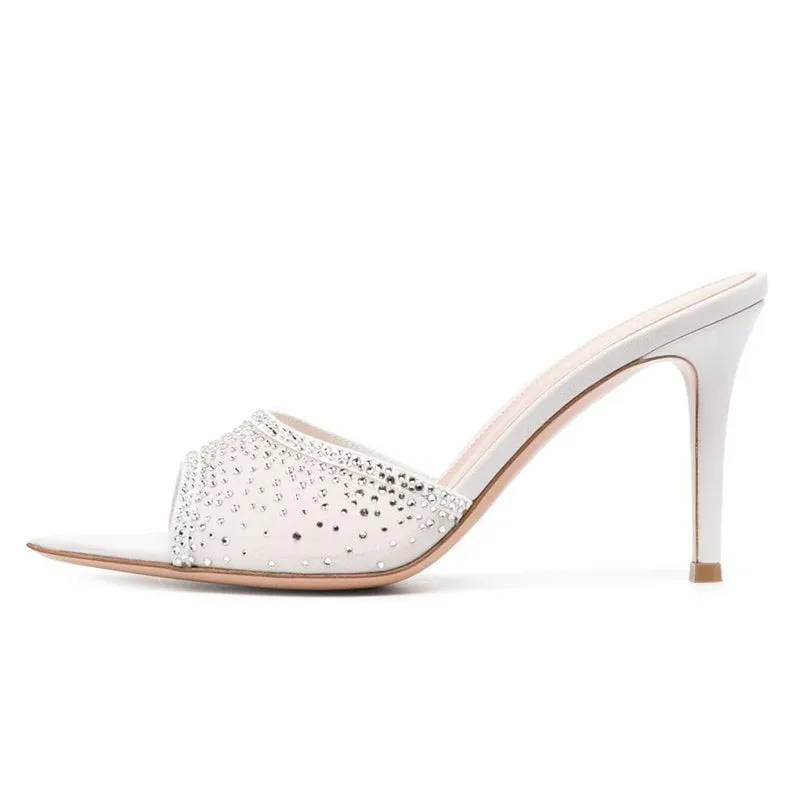 Crystal  Peep Toe French Sandals