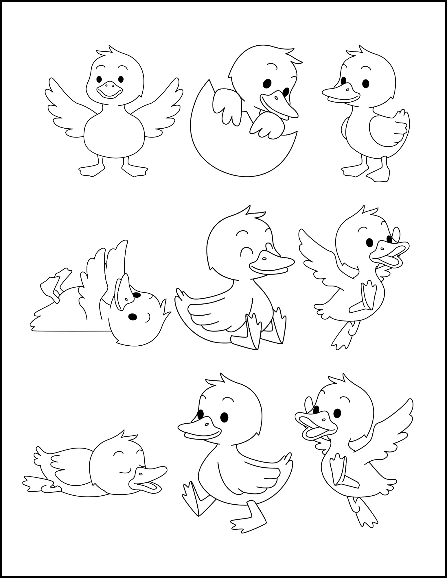 Cute Animals: Printable Coloring Book – Kittens, Ducklings, Foxes, and More!