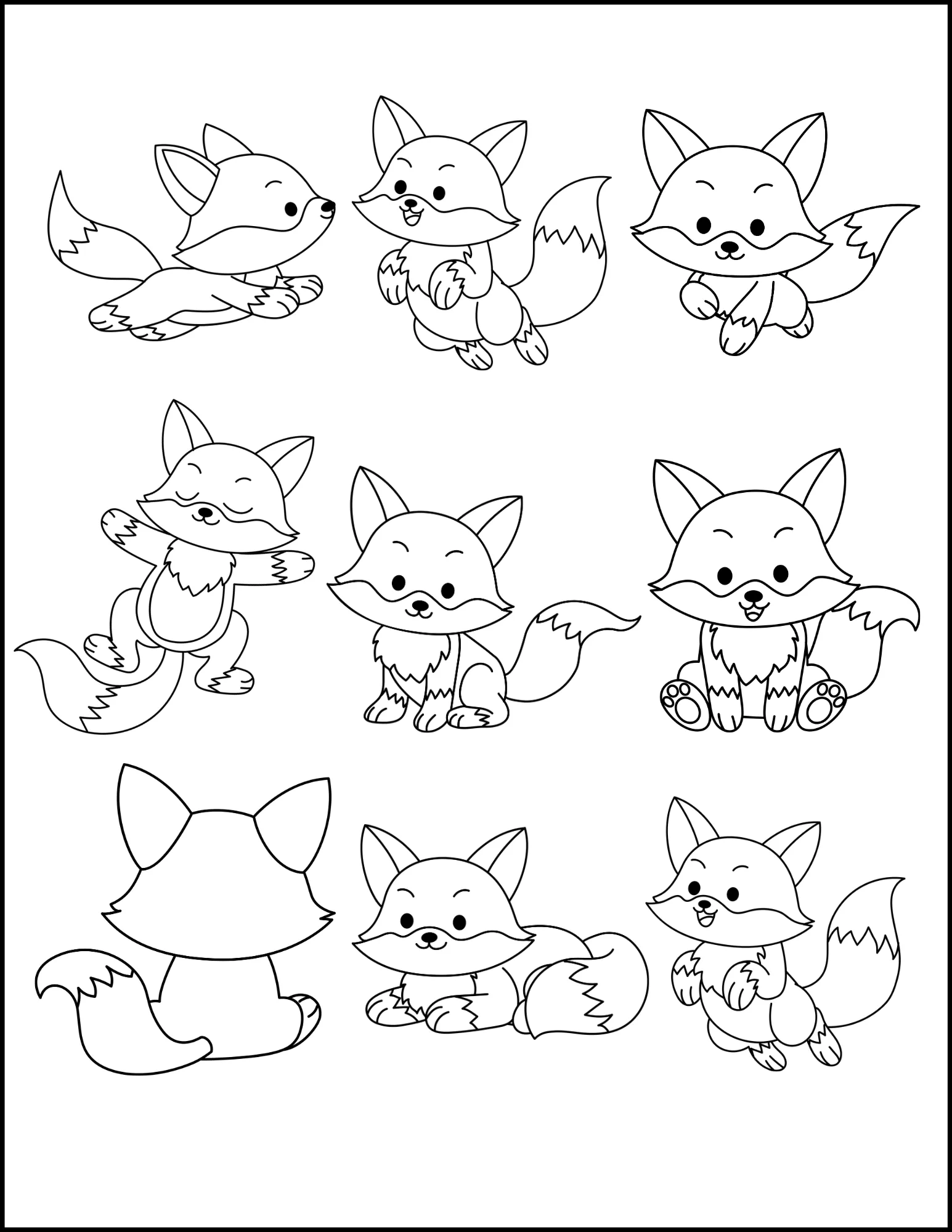 Cute Animals: Printable Coloring Book – Kittens, Ducklings, Foxes, and More!