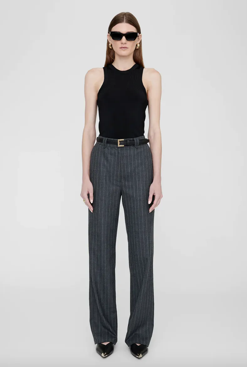 DREW PANT GREY PINSTRIPE - 10 & 12