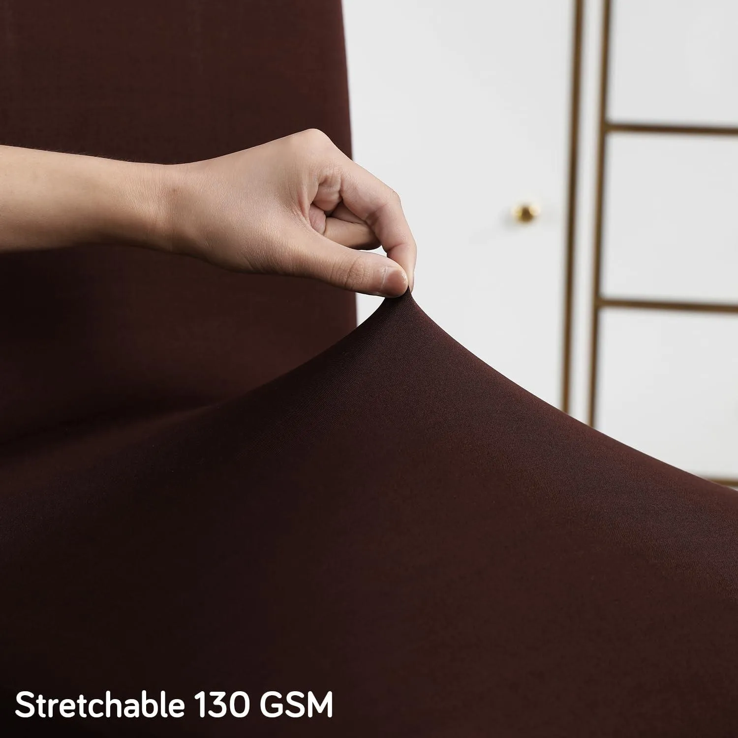 Elastic Stretchable Water Resistant Dining Chair Cover, Brown