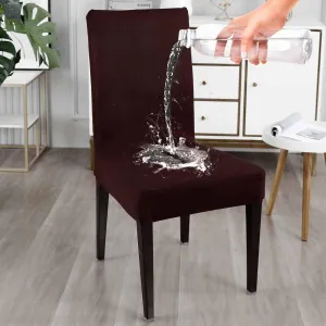 Elastic Stretchable Water Resistant Dining Chair Cover, Brown