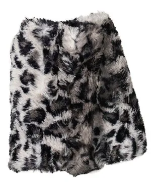 Fingerless / Texting Gloves, Reversible - Luxury Faux Fur Savannah Cat in Gray