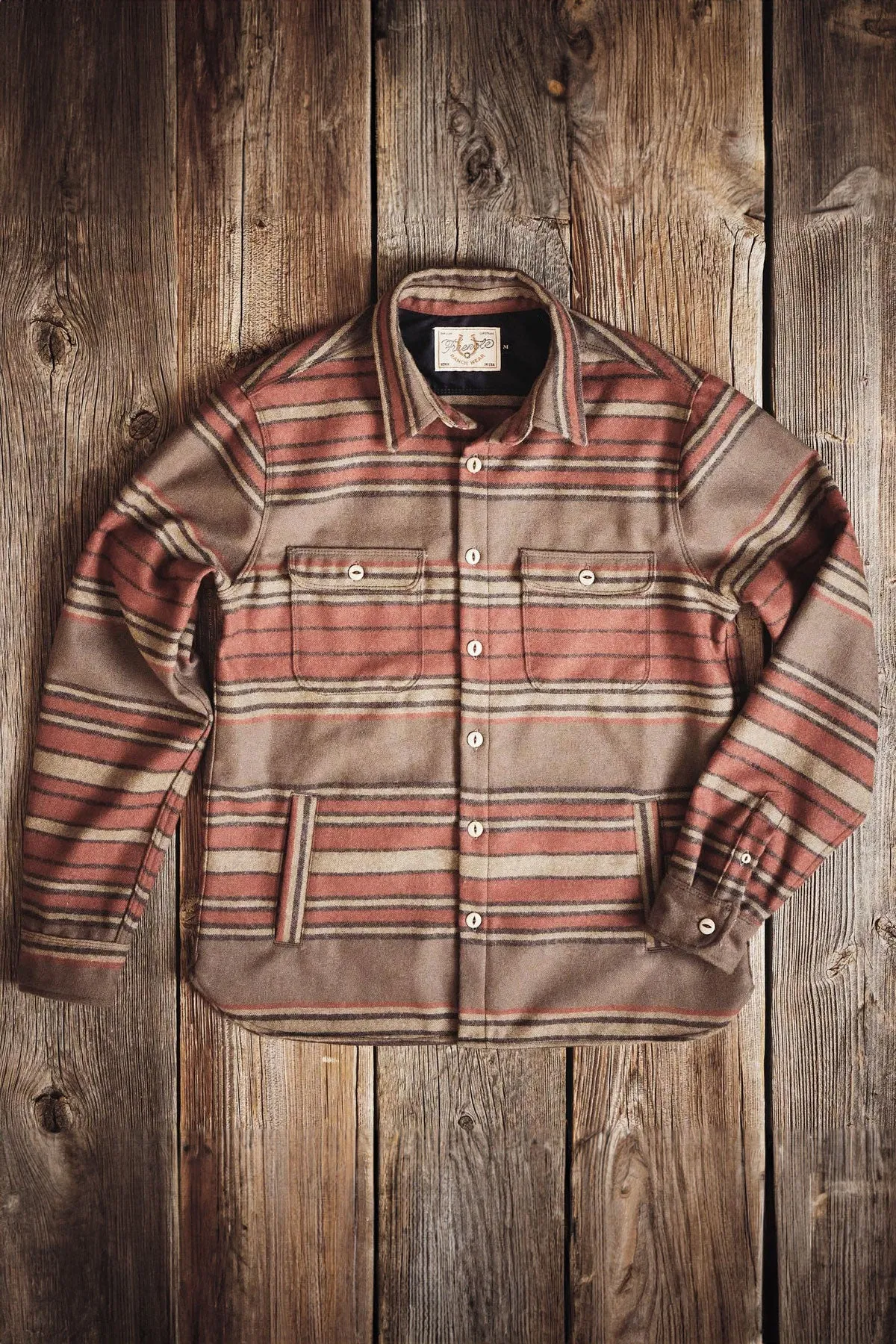 Freenote Cloth - Alta Cedar Stripe Wool Overshirt
