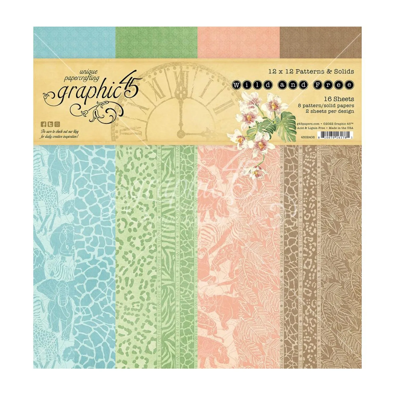 Graphic 45 Double-Sided Paper Pad 12"x12" 16/Pkg - Wild & Free