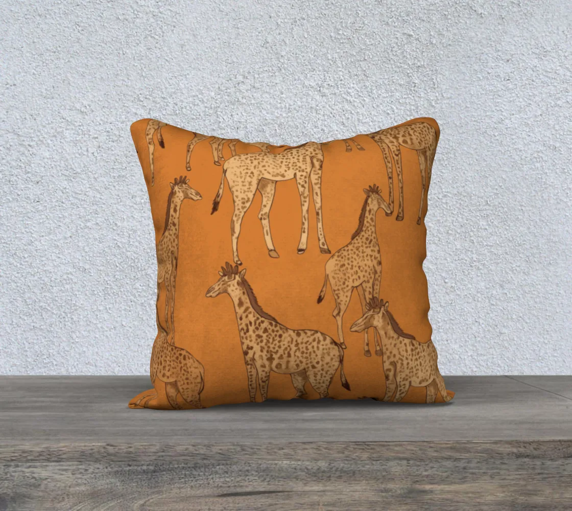 Grazing Giraffe Animal Throw Pillow Cover