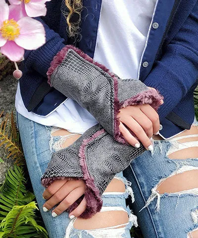 Hand Wrap - Vegan Leather Outback in Brown Highland Thistle Faux Fur (One Left!)