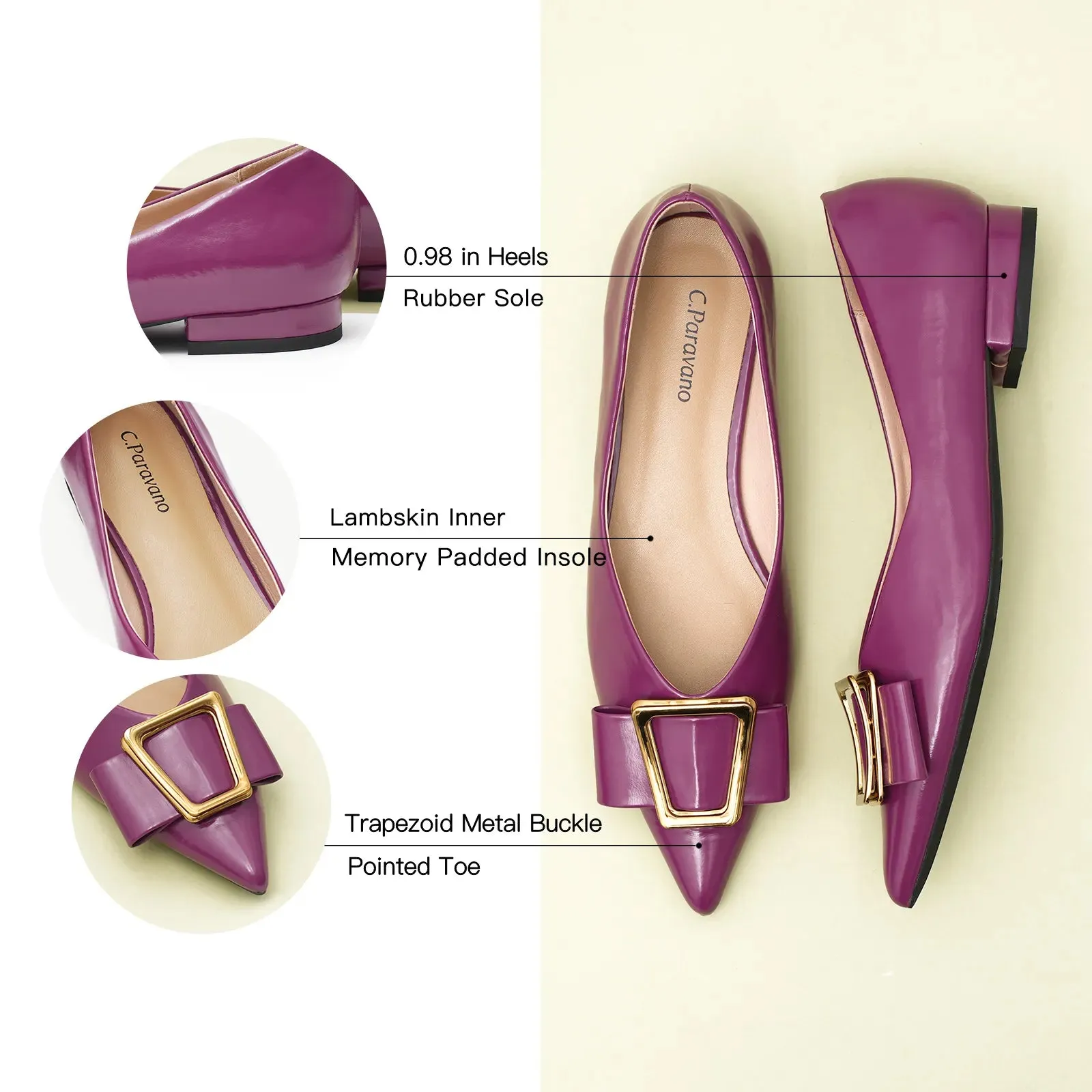 Hot Geometric Buckle Pointed Toe Flats