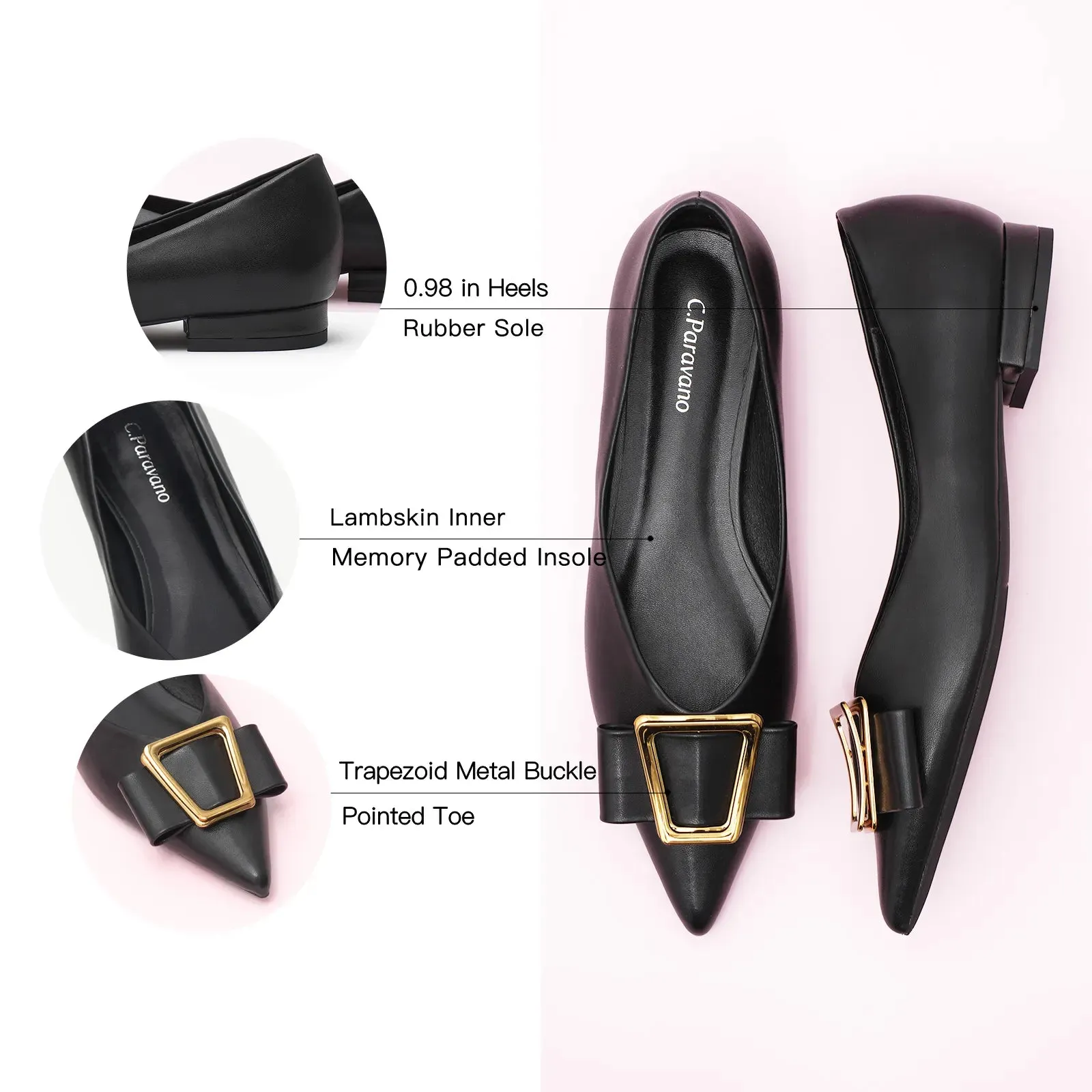 Hot Geometric Buckle Pointed Toe Flats
