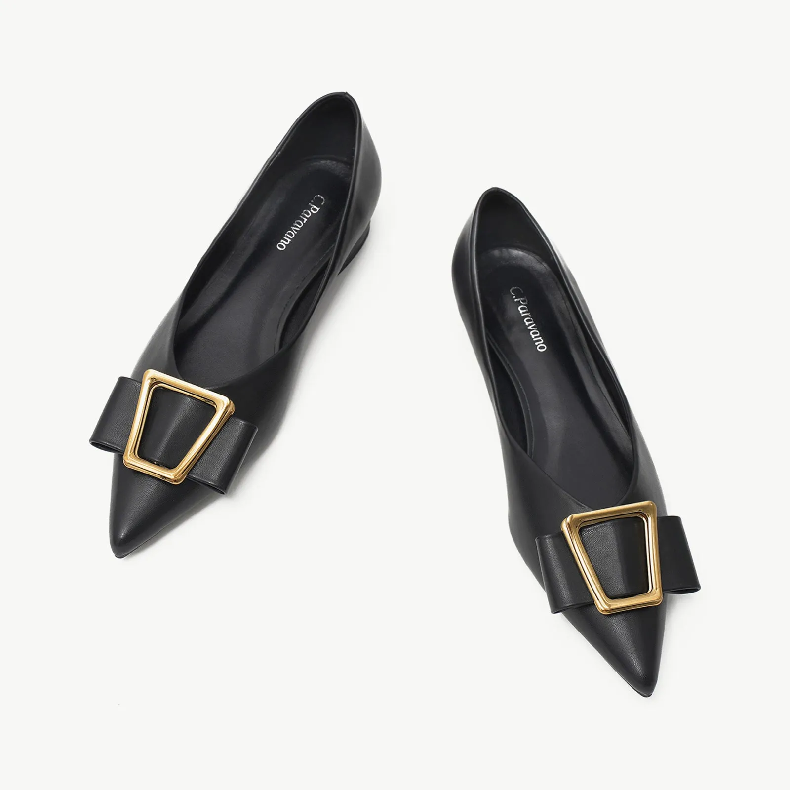 Hot Geometric Buckle Pointed Toe Flats