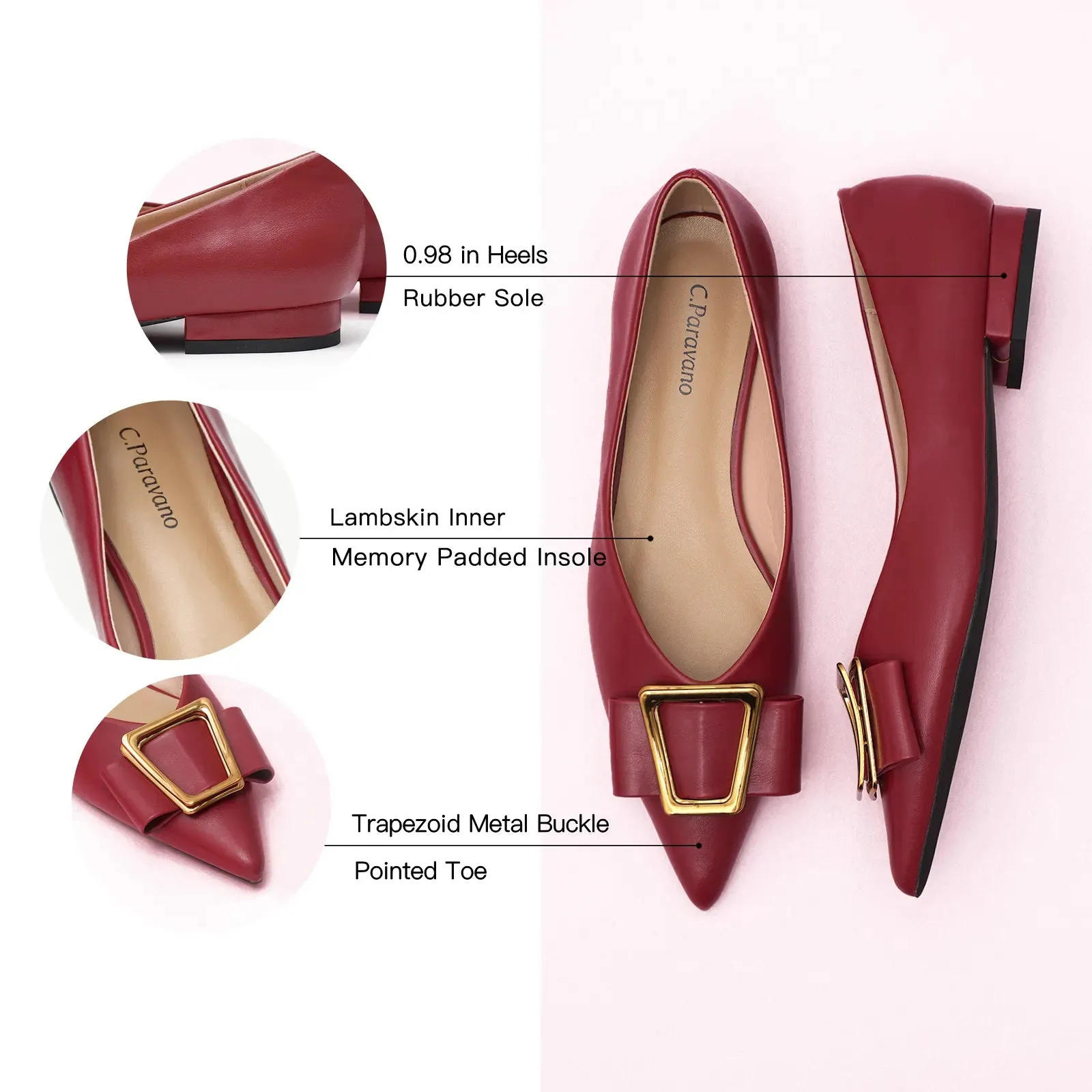 Hot Geometric Buckle Pointed Toe Flats