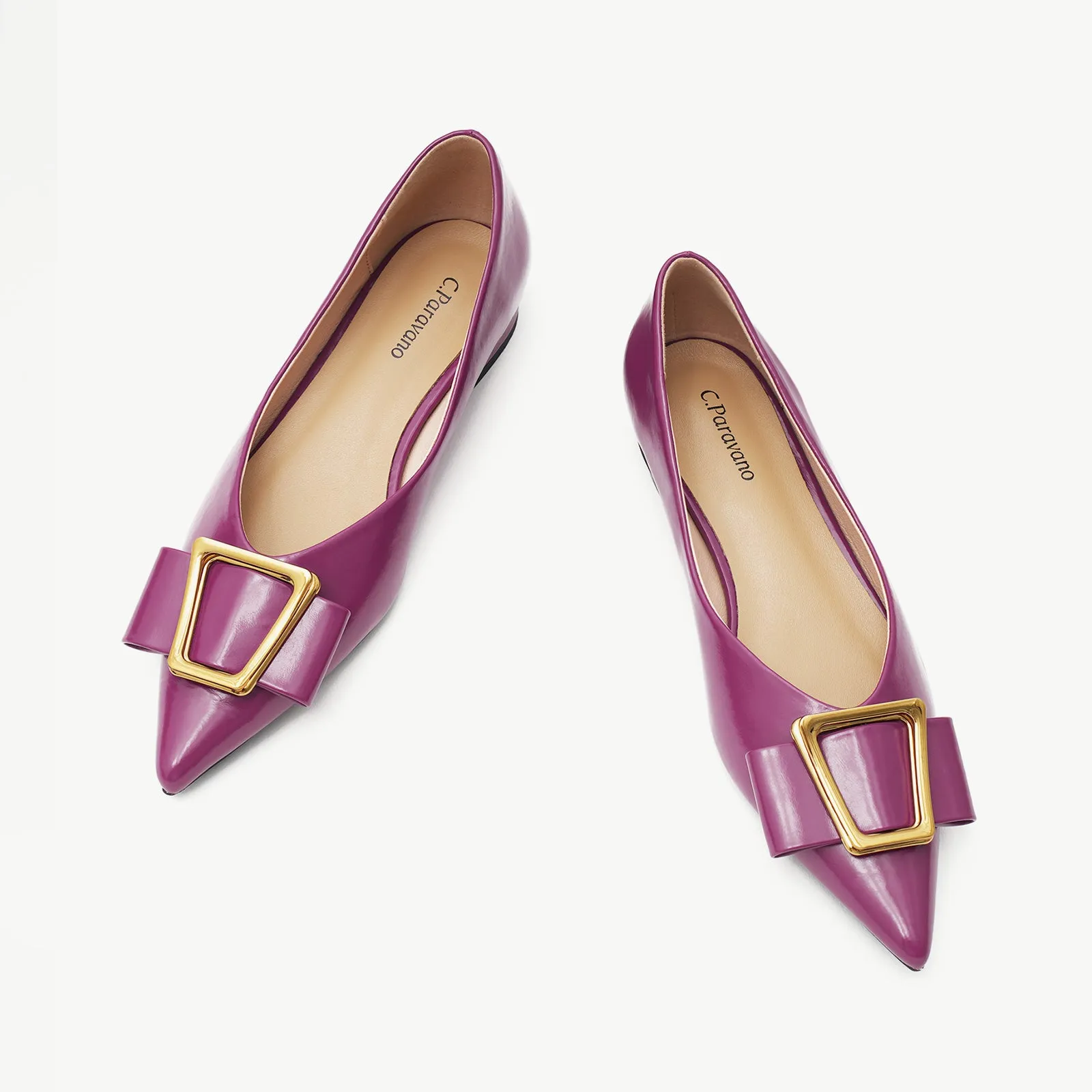 Hot Geometric Buckle Pointed Toe Flats