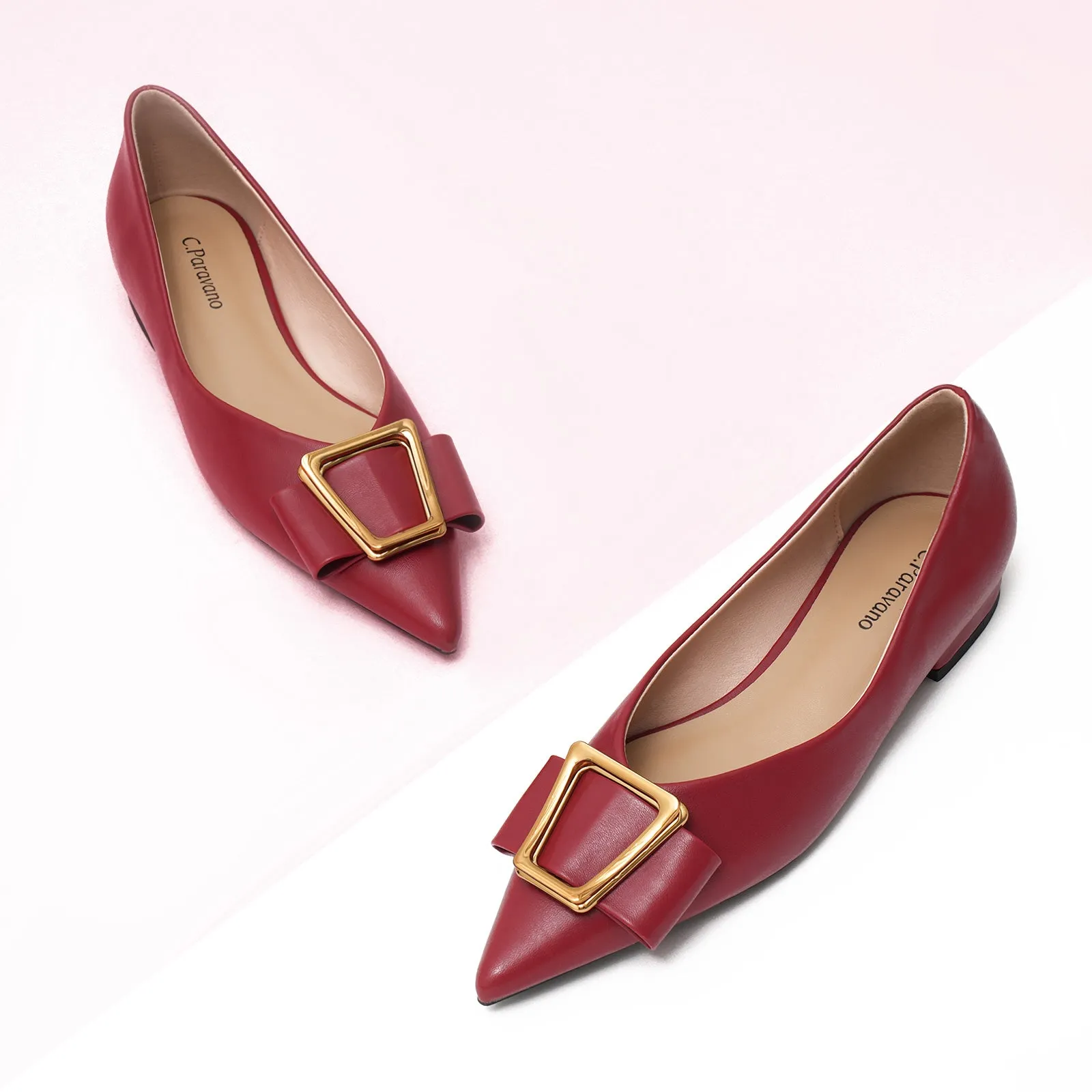 Hot Geometric Buckle Pointed Toe Flats