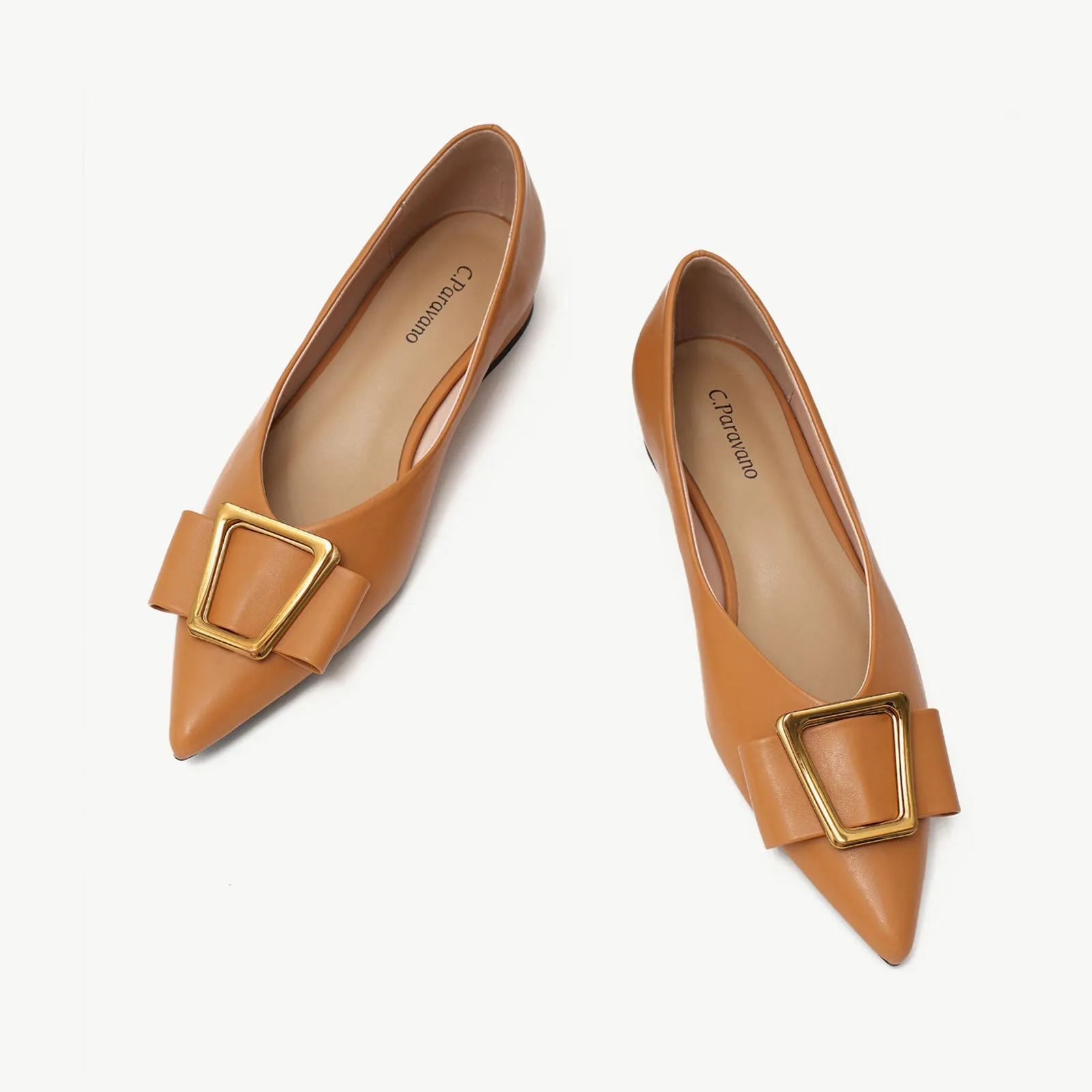 Hot Geometric Buckle Pointed Toe Flats