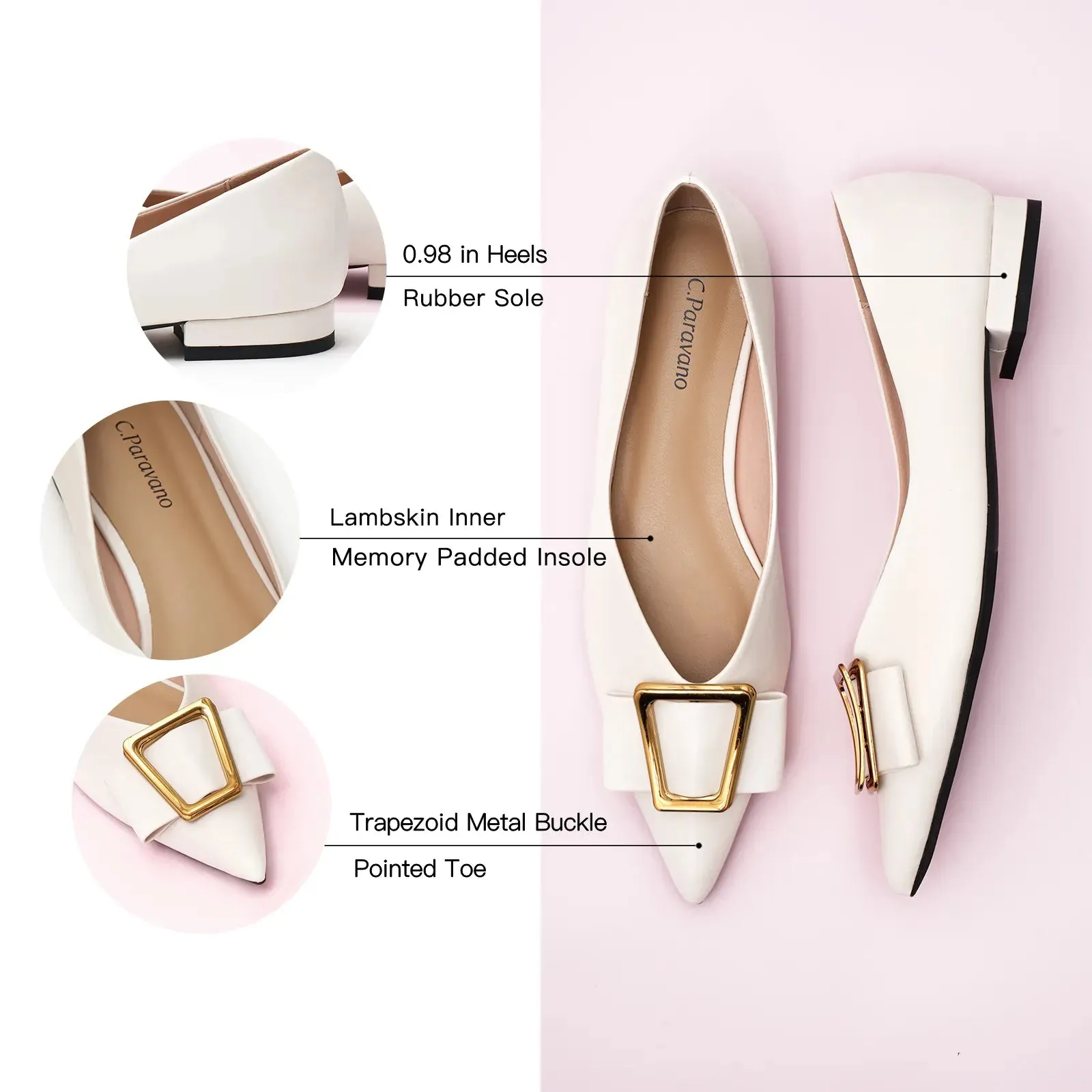 Hot Geometric Buckle Pointed Toe Flats