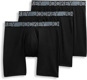 Jockey Men's Underwear Active Microfiber 9" Long Leg Boxer Brief - 3 Pack