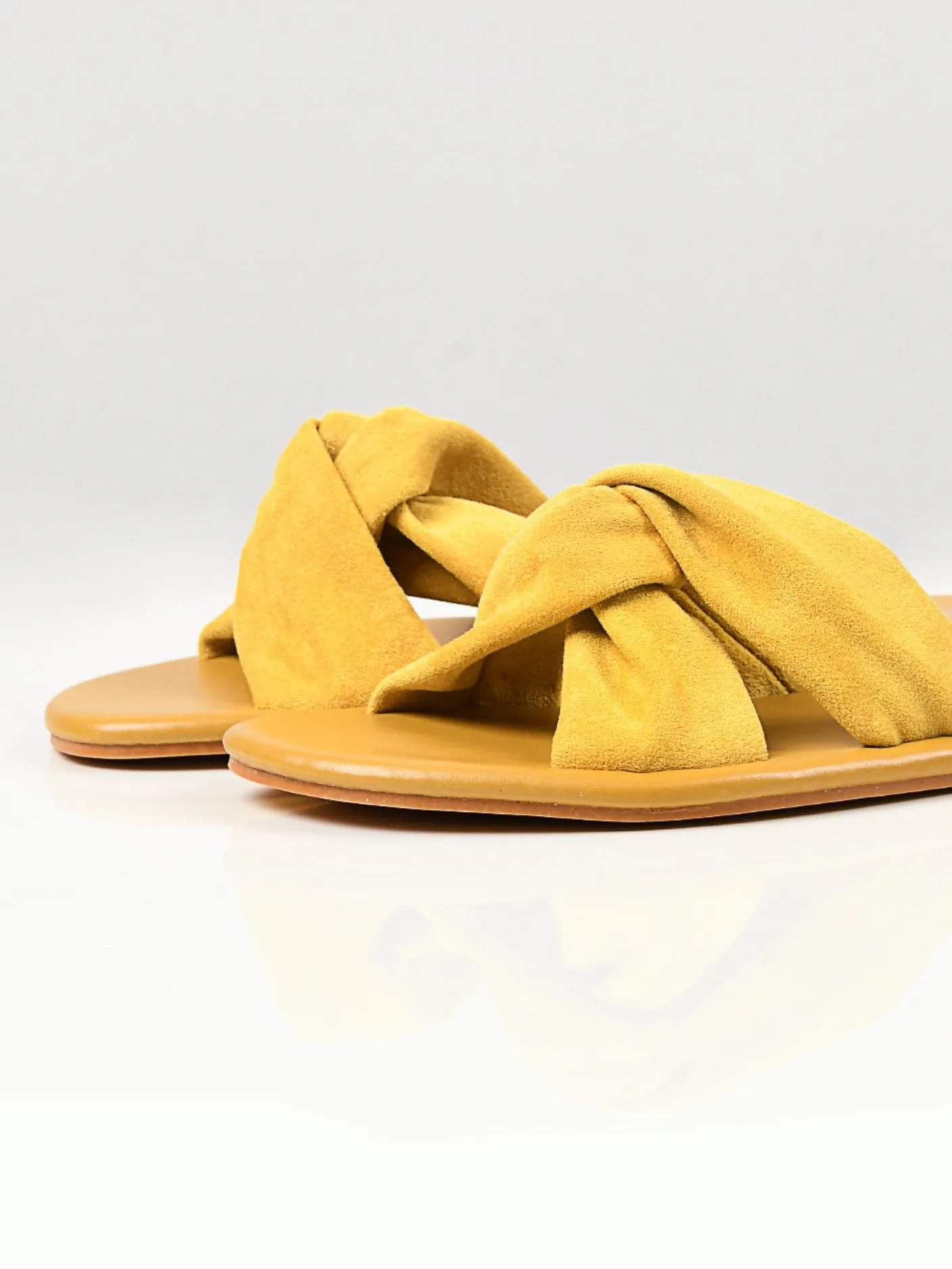 Knotted Suede Flats - Yellow