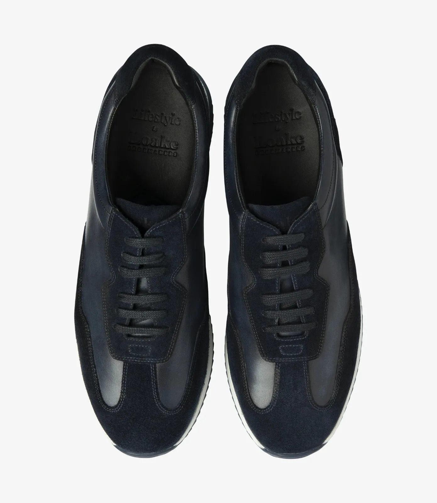 LOAKE Linford - Leather Sneakers - Navy Suede