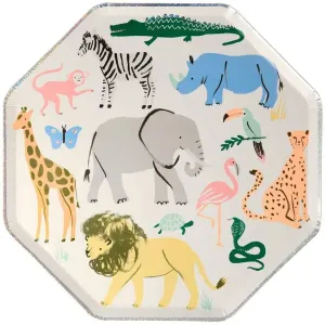 Meri Meri Safari Animals Plates - Dinner 8 Pkt