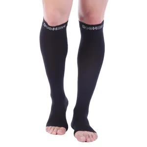 Open Toe Compression Socks 30-40 mmHg BLACK (Small - 5XL) by Doc Miller