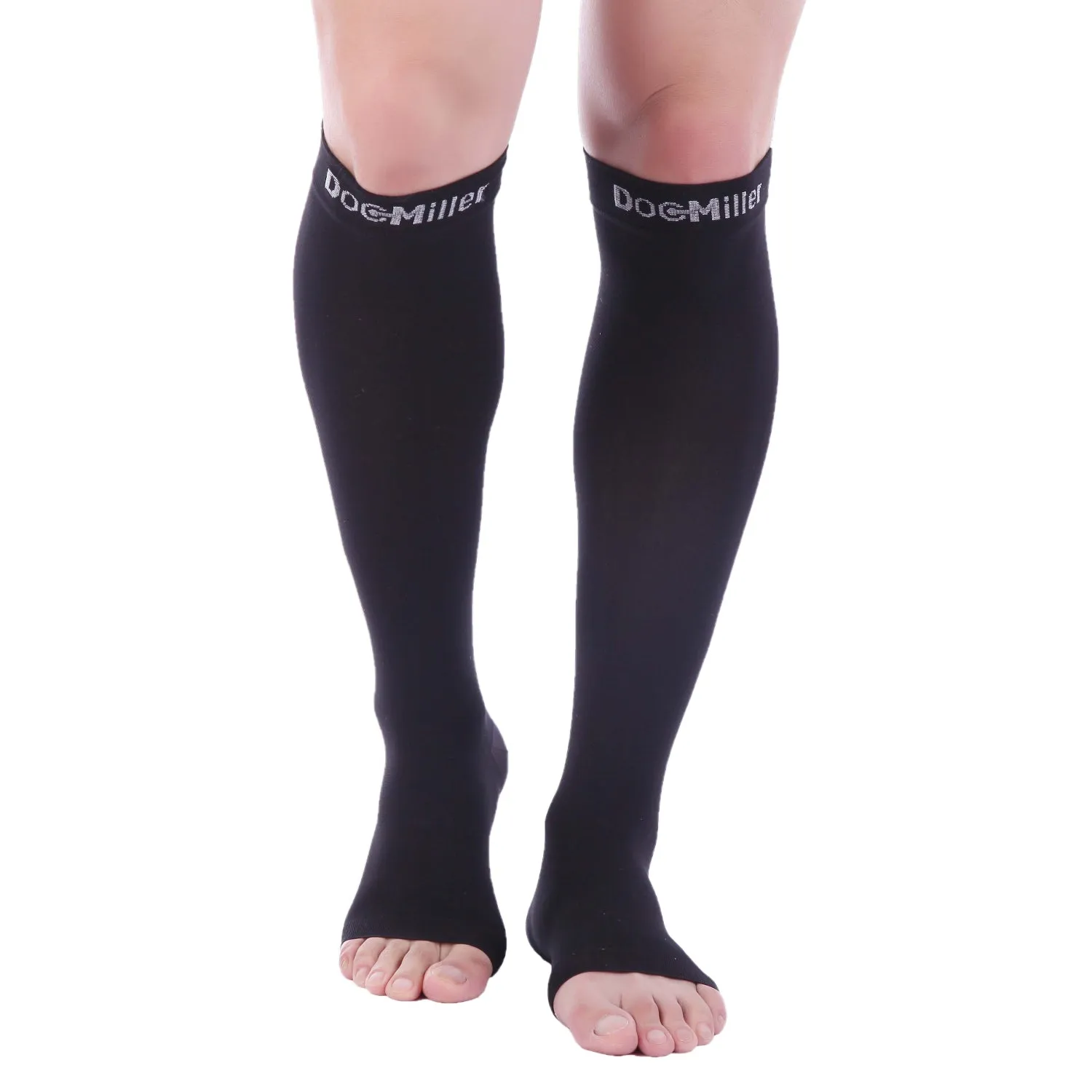 Open Toe Compression Socks 30-40 mmHg BLACK (Small - 5XL) by Doc Miller