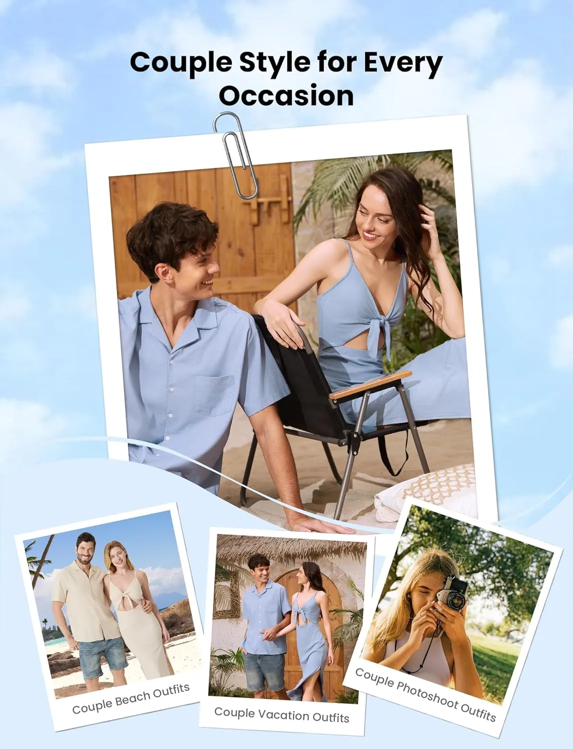 PATPAT Couples Matching Outfits: His and Hers Matching Set Women Knit Bodycon Maxi Dress or Men Chest Pocket Shirt