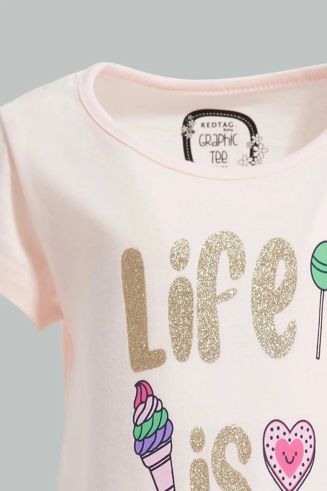 Peach Candies Print T-Shirt For Baby Girls