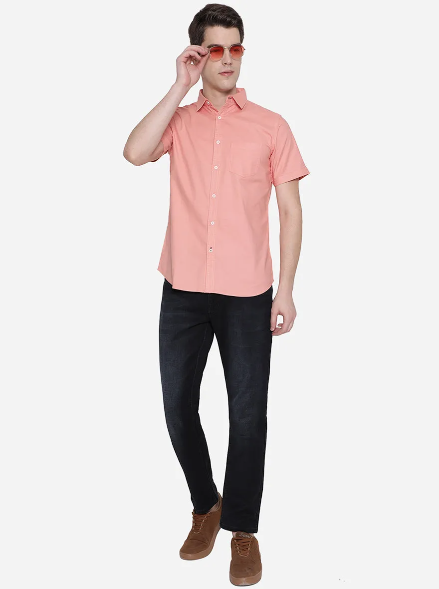 Pink Solid Slim Fit Semi Casual Shirt | JadeBlue