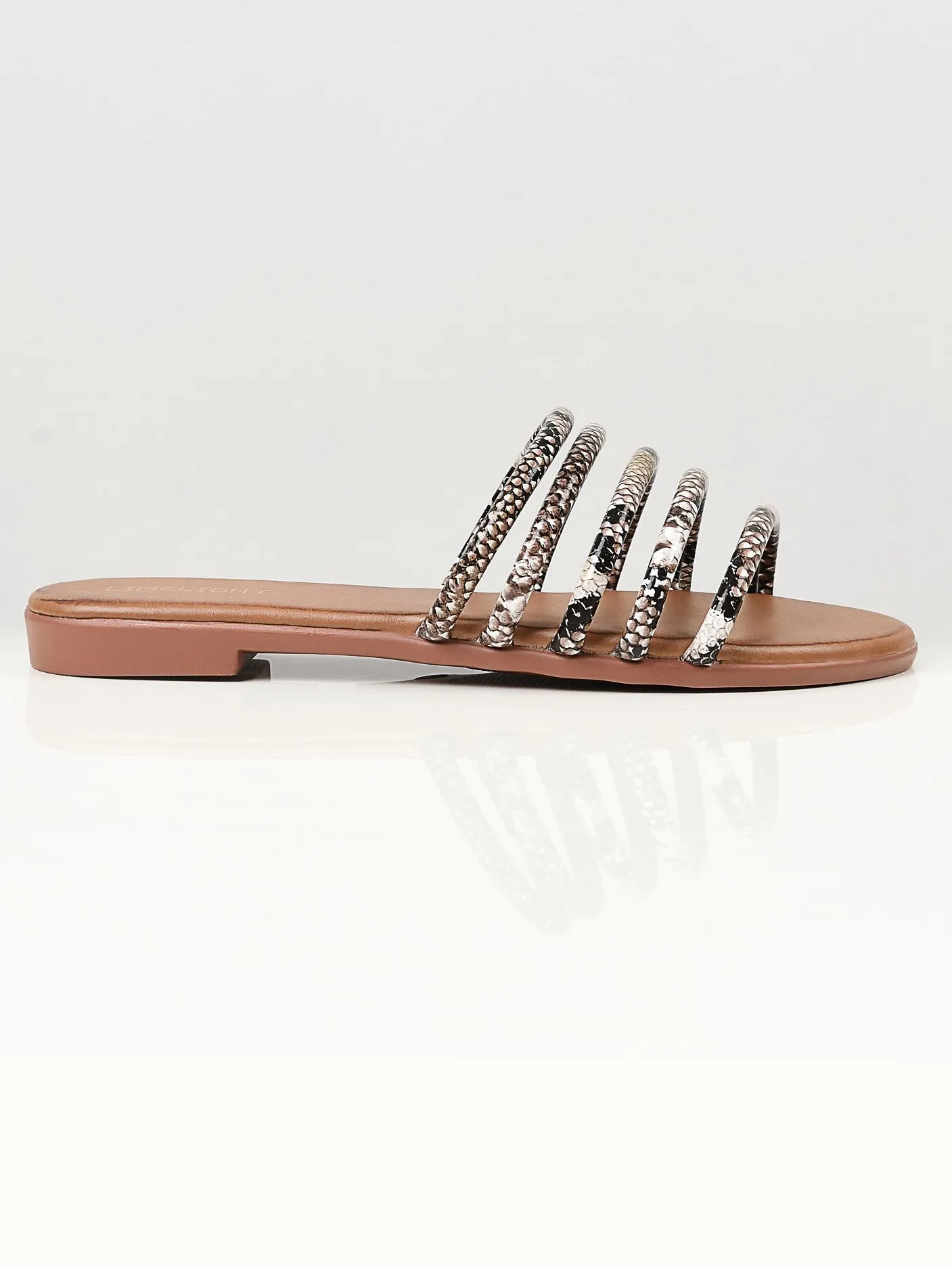Printed Strap Flats - Brown