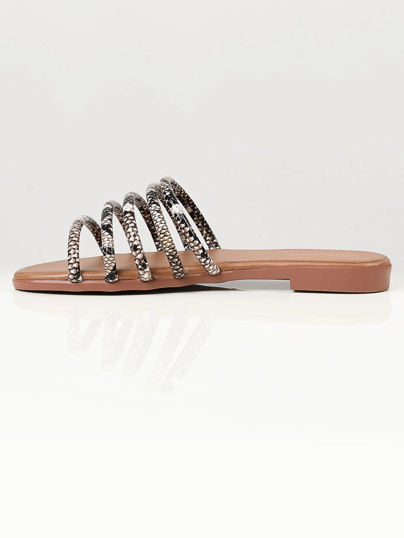 Printed Strap Flats - Brown