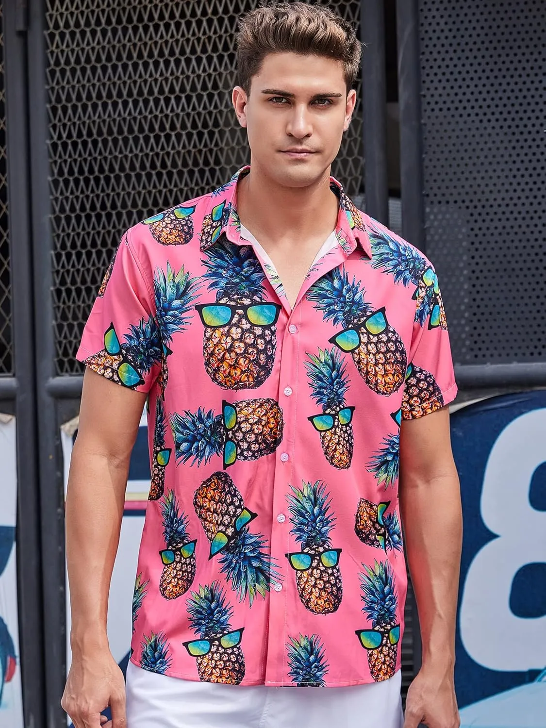 RAISEVERN Mens Hawaiian Shirt Casual Button Down Short Sleeve Tropical Beach Dress Shirt for Summer Holiday