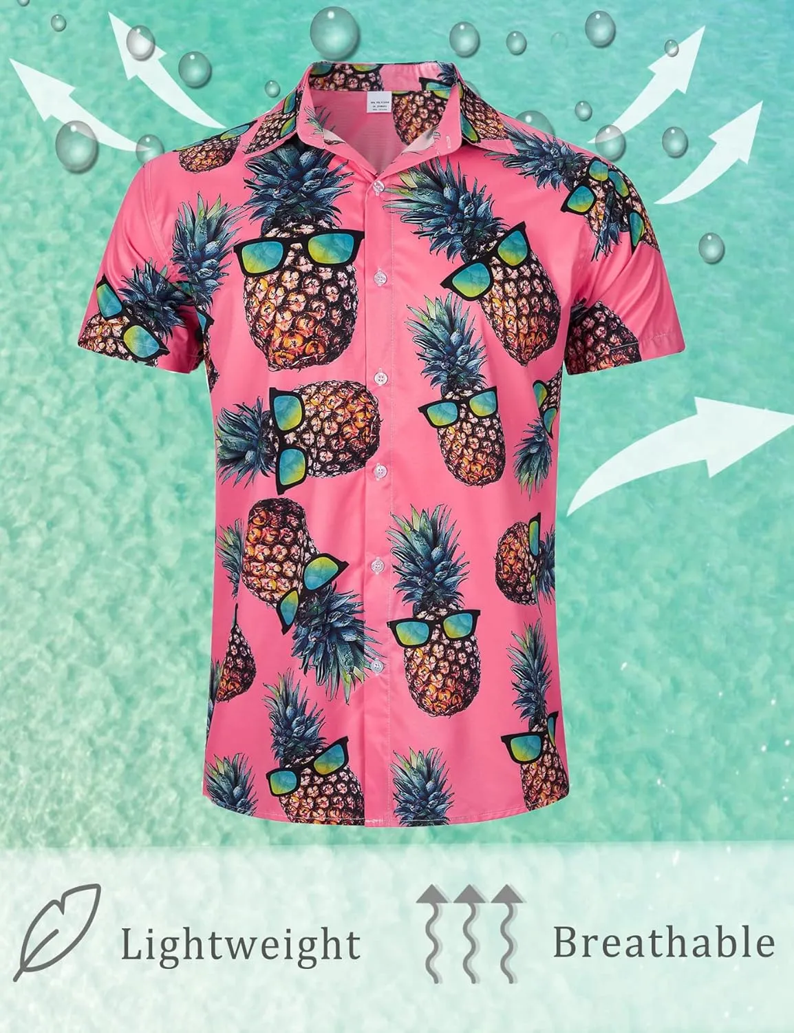 RAISEVERN Mens Hawaiian Shirt Casual Button Down Short Sleeve Tropical Beach Dress Shirt for Summer Holiday