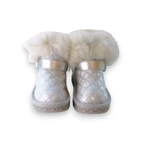 Silver Fur Trim Quilted Boot
