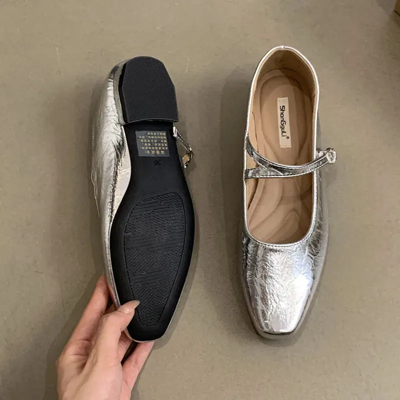TAVIMART  -  Fashion Mary Jane Single shoes Flats Shoes Elegant Classic Retro Square Toe Comfortable Soft Shallow Cut Low Heels Women's Shoes