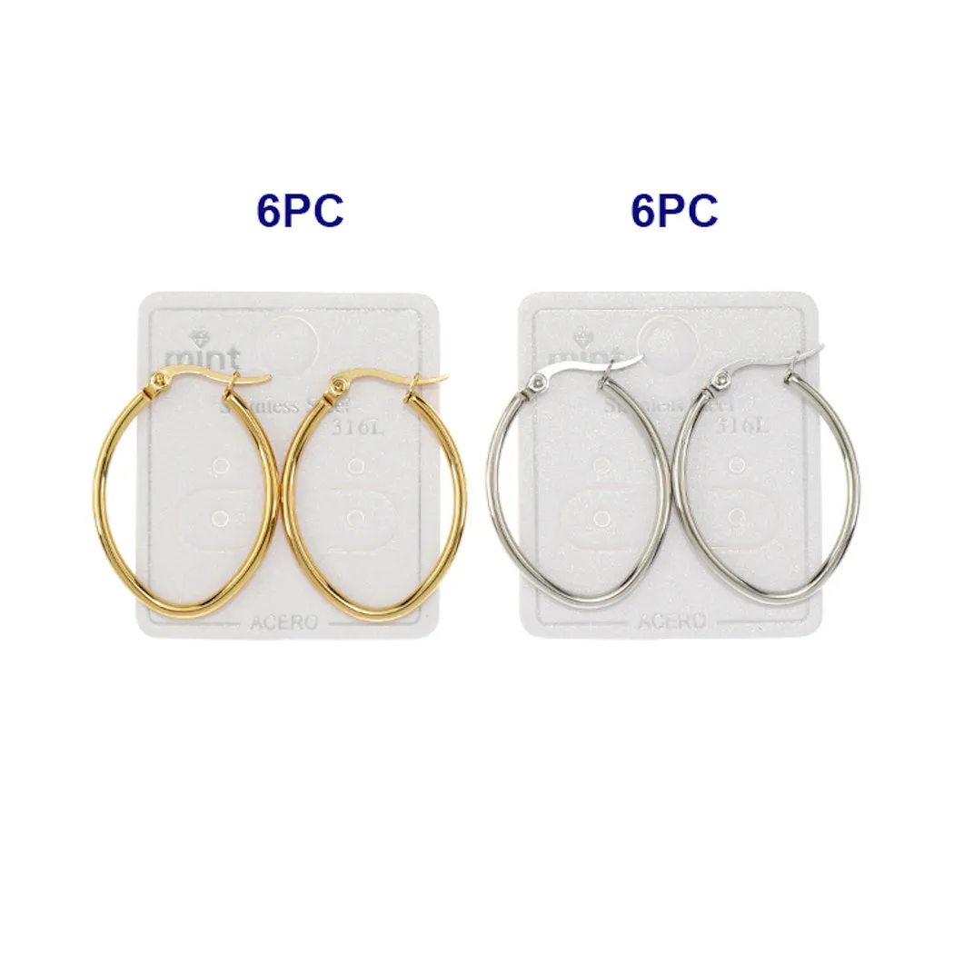TE1926 - 30MM Stainless Steel Oval Hoops