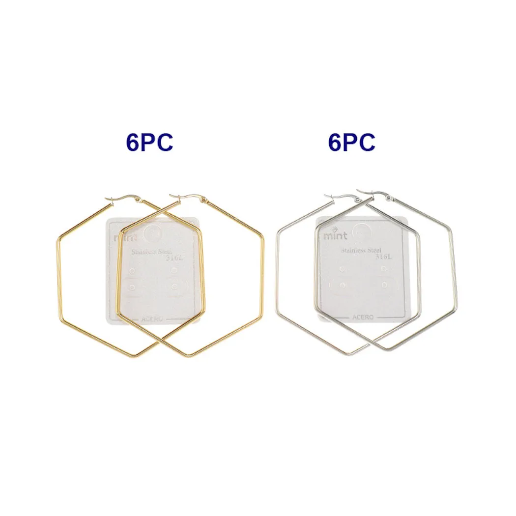 TE1927 - 70MM Stainless Steel Hexagon Hoops